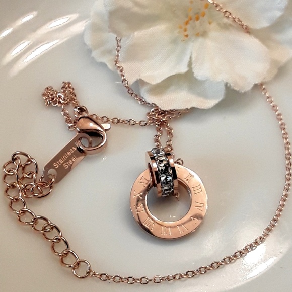 NEW Rose gold Numeric CZ  Necklace - Picture 4 of 8